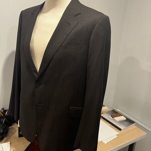 Armani Collezioni 2 piece luxury suit striped wool grey